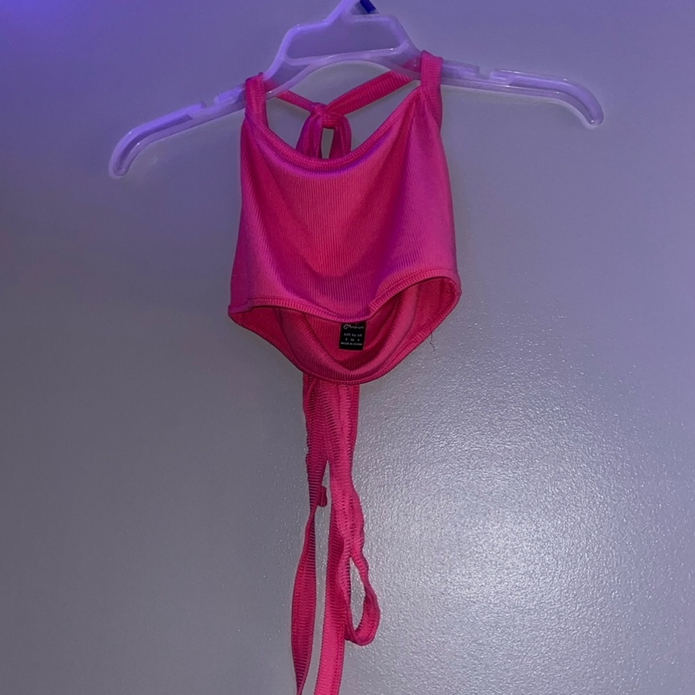 Pink Crop Top With Crossover Straps